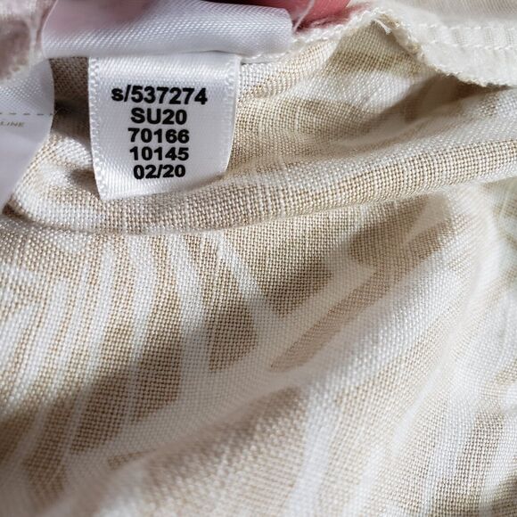 Loft Womens Shorts Medium Palm Tie Waist Paperbag Linen Tan Whisper White Pocket - Picture 10 of 10